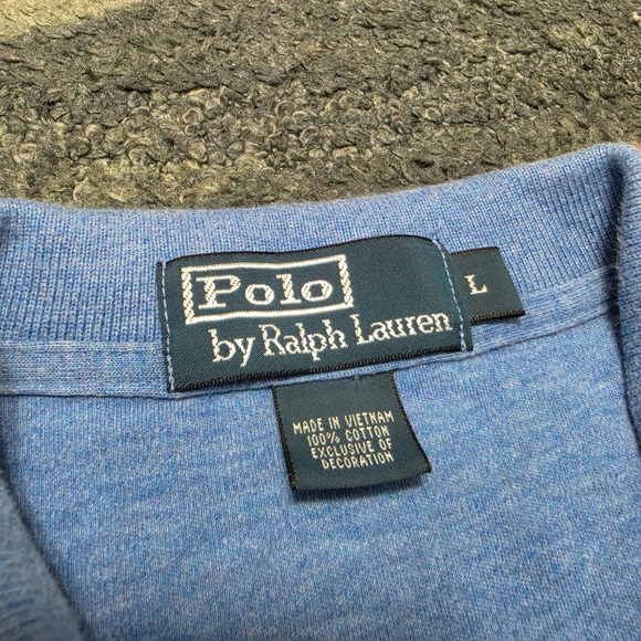 Polo Ralph Lauren Blue Short Sleeve 100% Cotton Polo Shirt Men's Size L - Picture 5 of 8